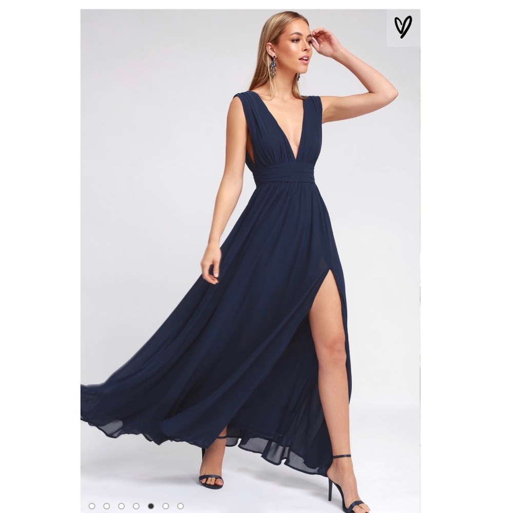 Lulus heavenly hues navy blue maxi dress sz M
